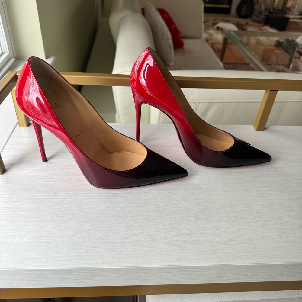 Christian Louboutin red/black ombré patent leather Kate pumps, size 39